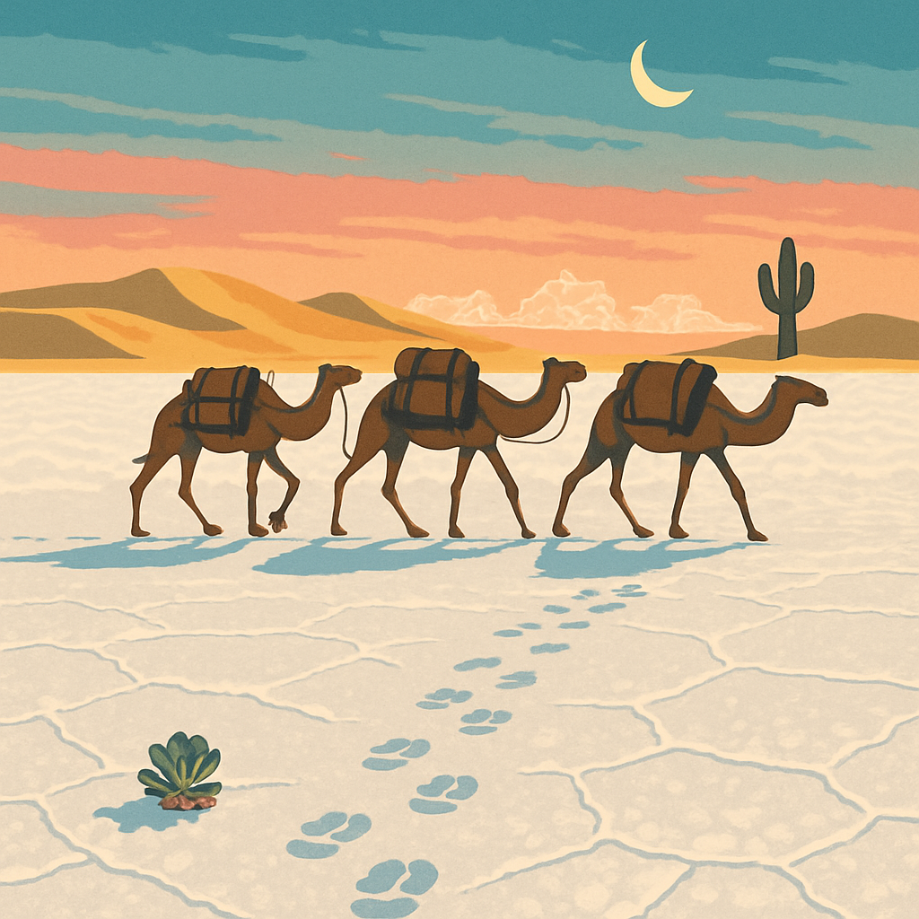 Salt Glass Desert Caravan Number painting