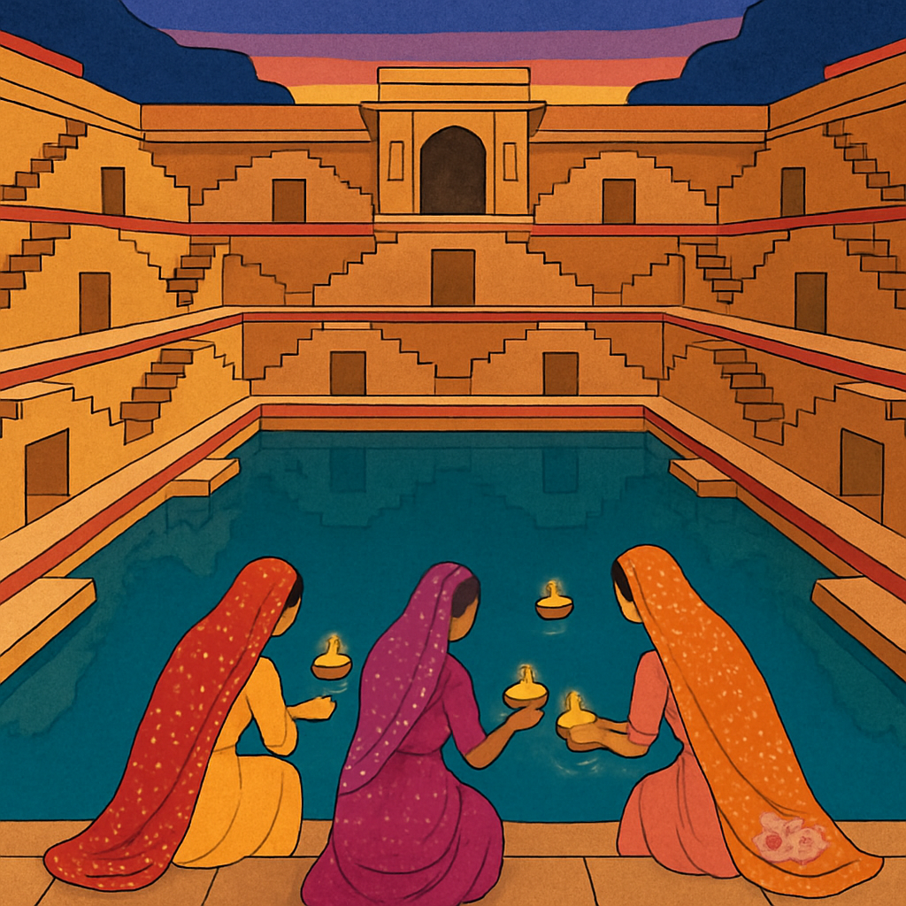 Stepwell Reverie In India Twilight Paint by numbers kits