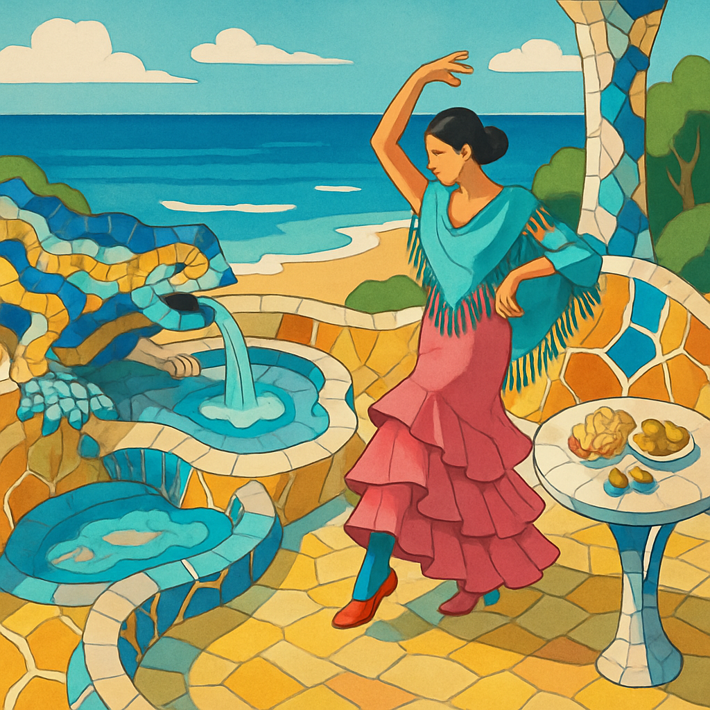 Spain-Gaudi Mosaic Sea Garden paint by numbers