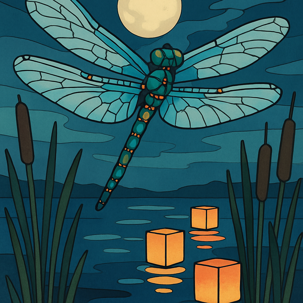 Lanternlit Dragonfly Marsh Serenade Number painting