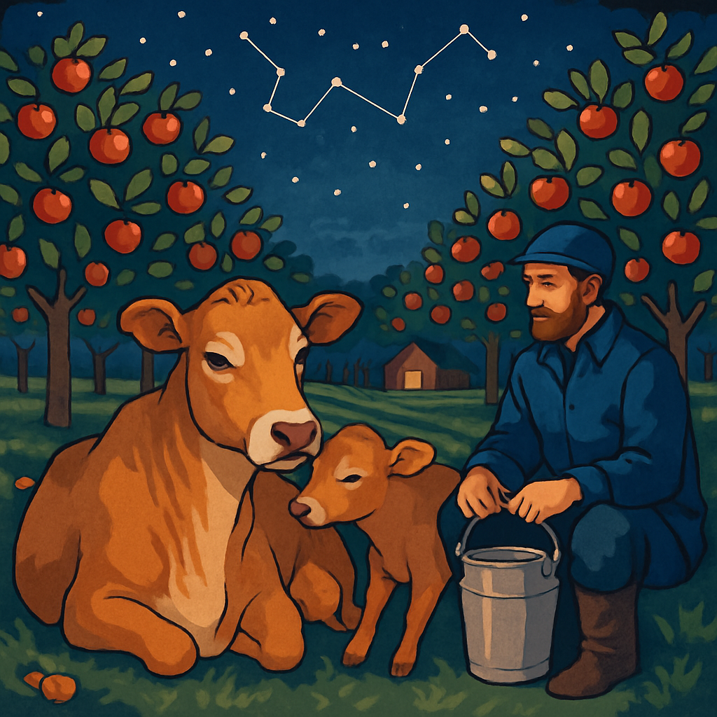 Starlit Orchard Cow Companion paint by number