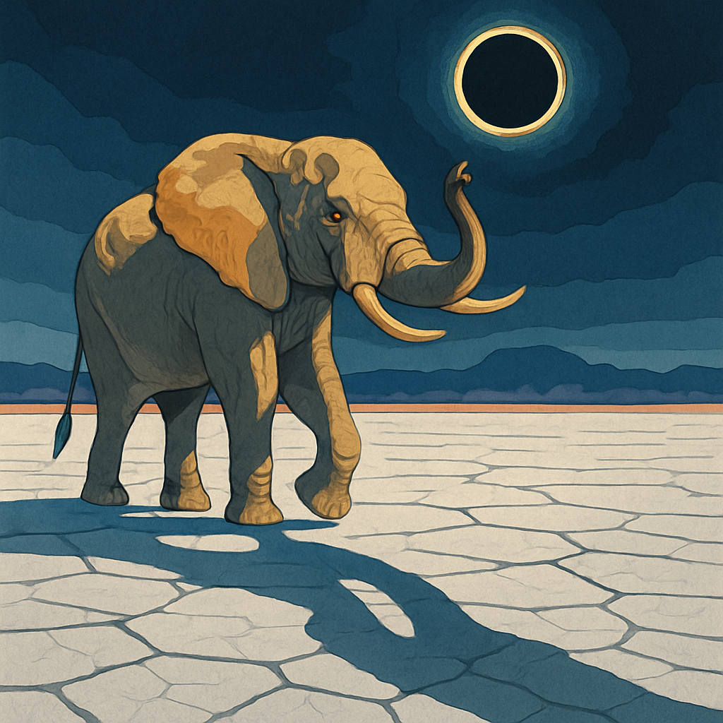 Elephant At The Salt Pan Eclipse Numbered painting kits