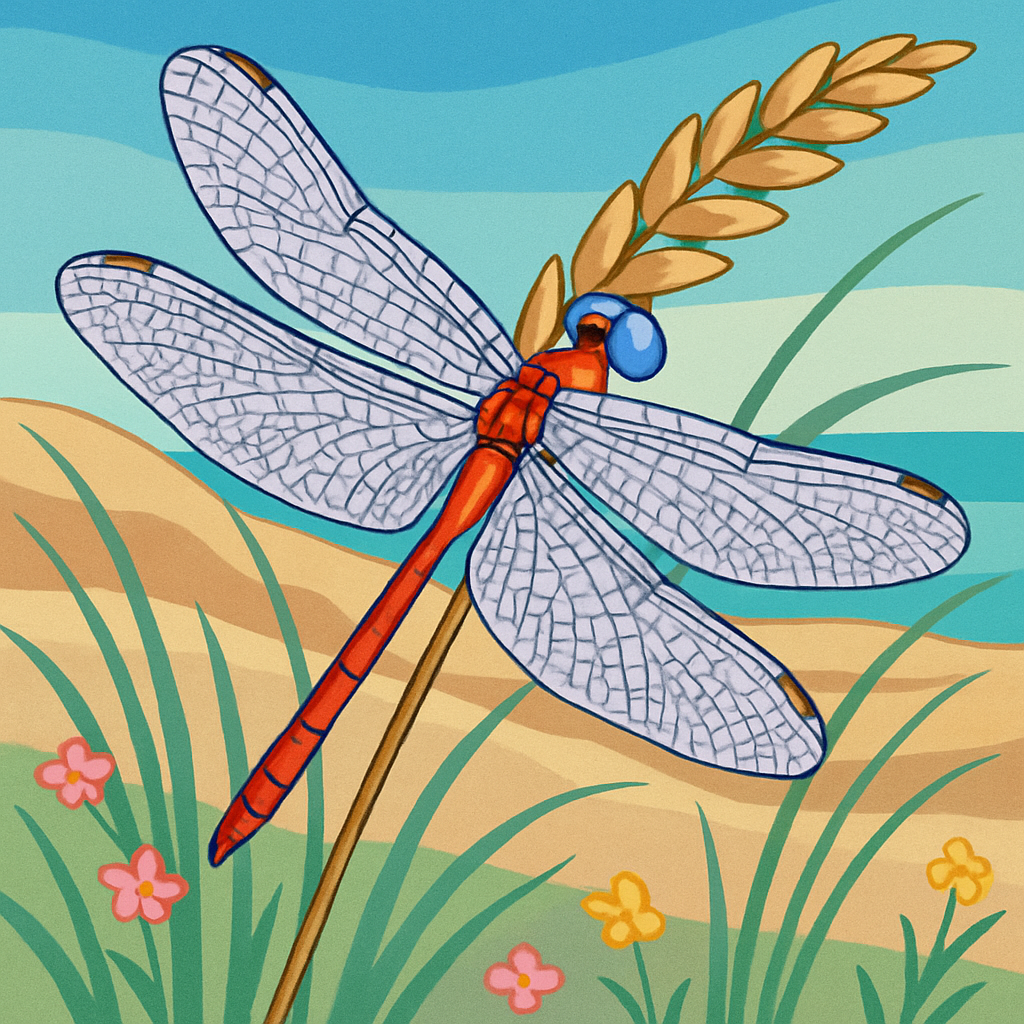 Wildflower Dunes With Dragonfly Detail paint by number