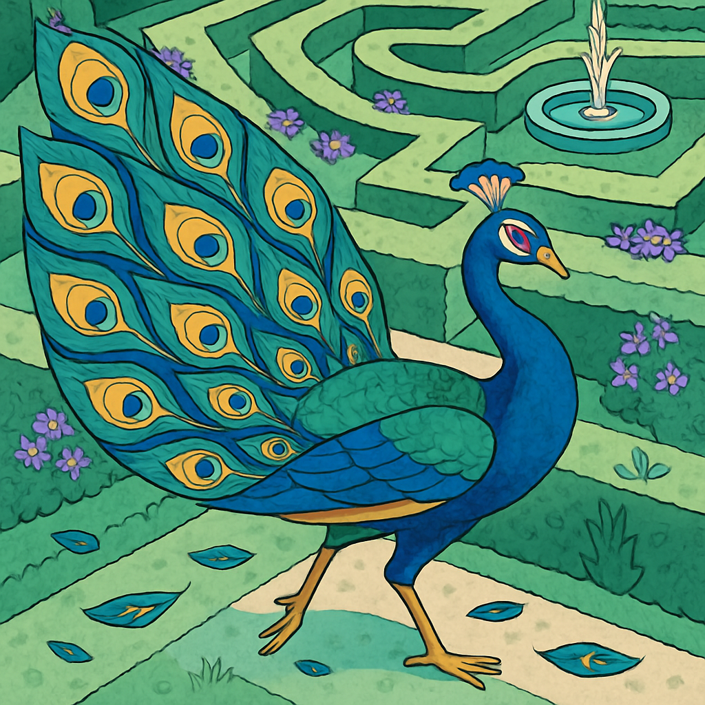 Garden Labyrinth With Peacock Courtship Painting by numbers kit