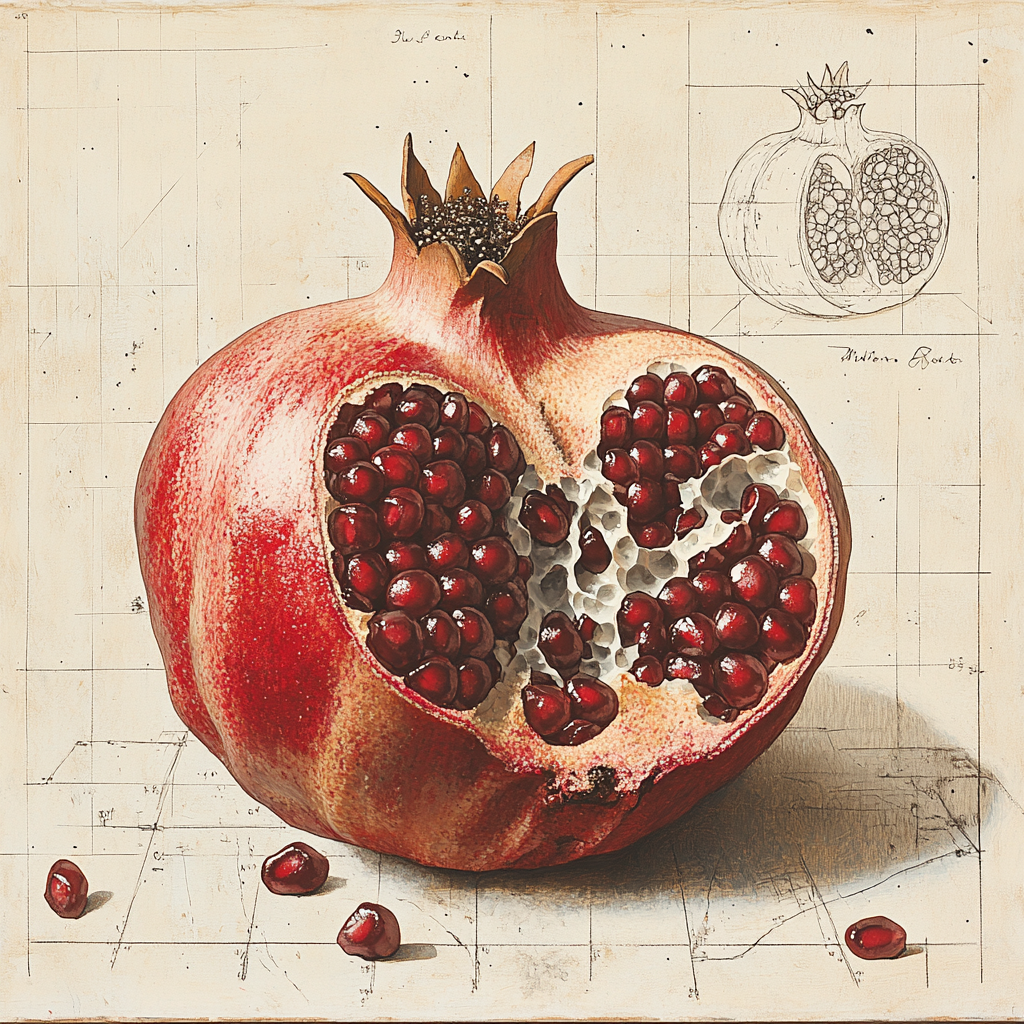 Michelangelo Inspired Pomegranate Strata paint by numbers