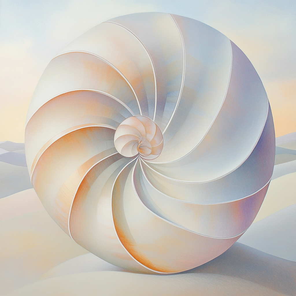 Georgia O’Keeffe Inspired Iridescent Shell Spiral In Desert Light Paint by numbers art