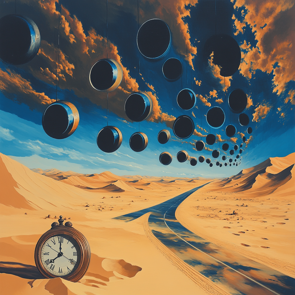 Salvador Dali Inspired Desert With Floating Eclipses Number painting