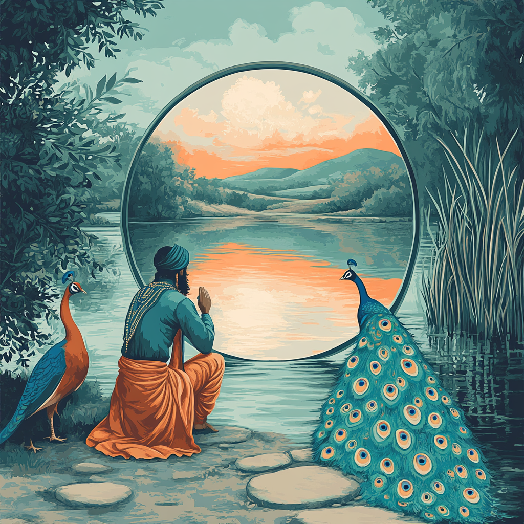 Krishna And The Mirror River Portal Number painting