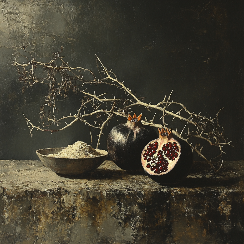 Francisco Goya Inspired Bleached Branches And Black Pomegranates Paint by numbers art