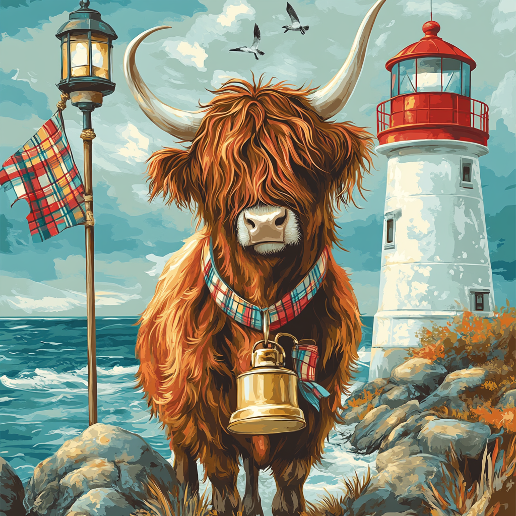 Highland Cow Lighthouse Keeper Numbered painting kits