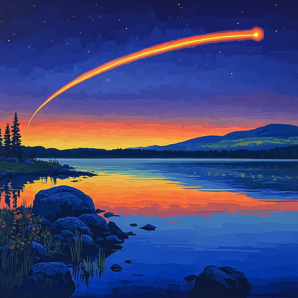 Frederick Varley Inspired Comet Dusk Above Mirror Lake paint by numbers