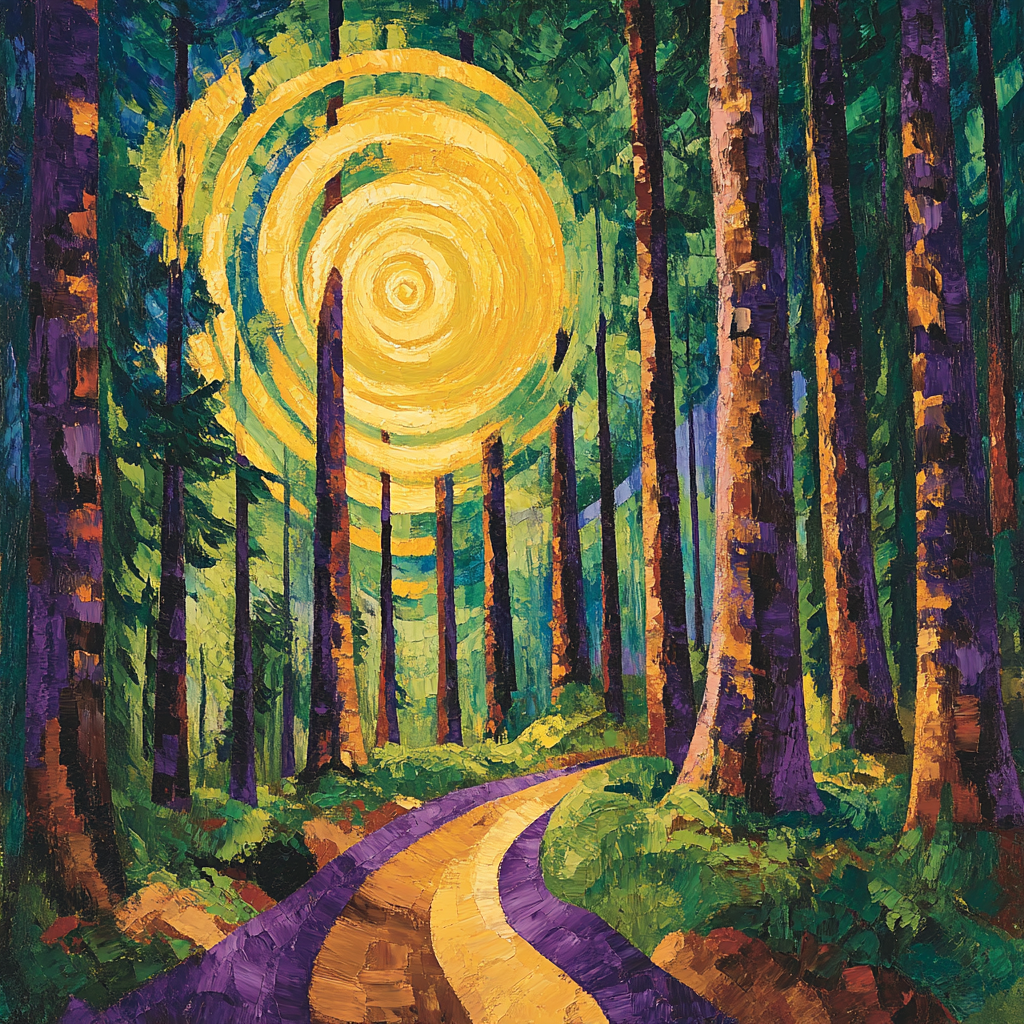 Emily Carr Inspired Storm Lit Cedar Cathedral paint by number