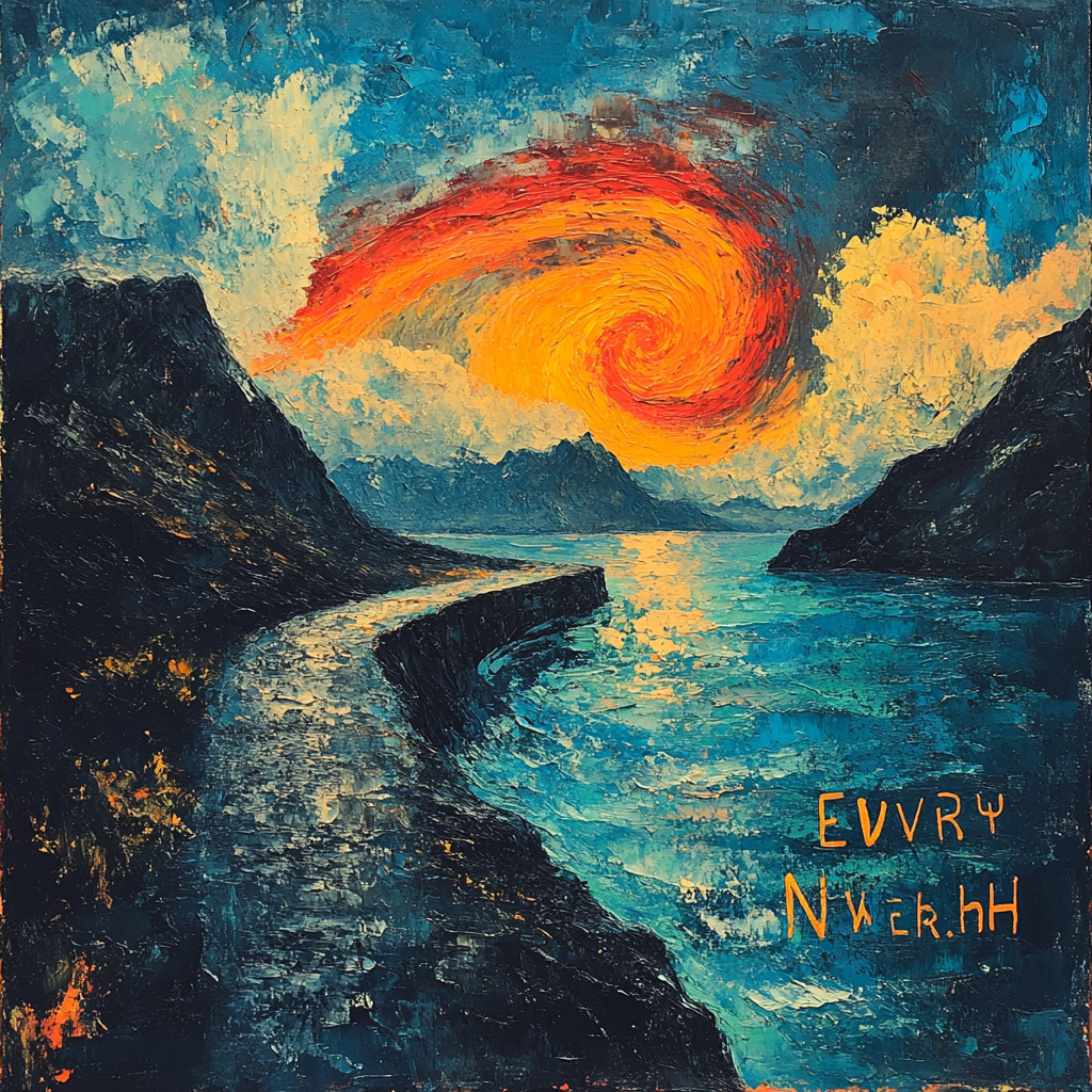 Edvard Munch Inspired Auroral Rift Over Silent Fjord Painting by numbers kit