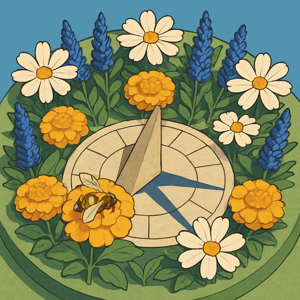 Sun Dial Garden With Flowers Painting by numbers kit