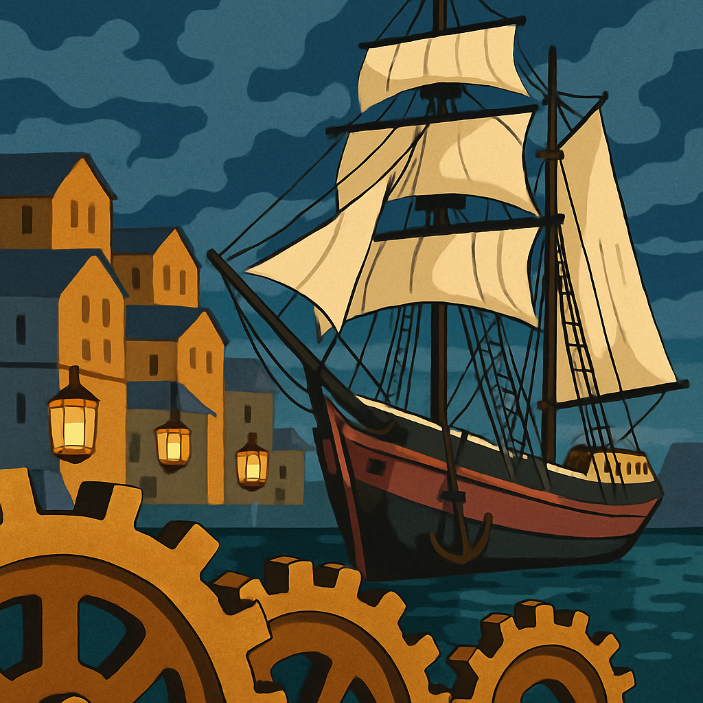 Clockwork Harbor With Ship Lanterns painting number kit