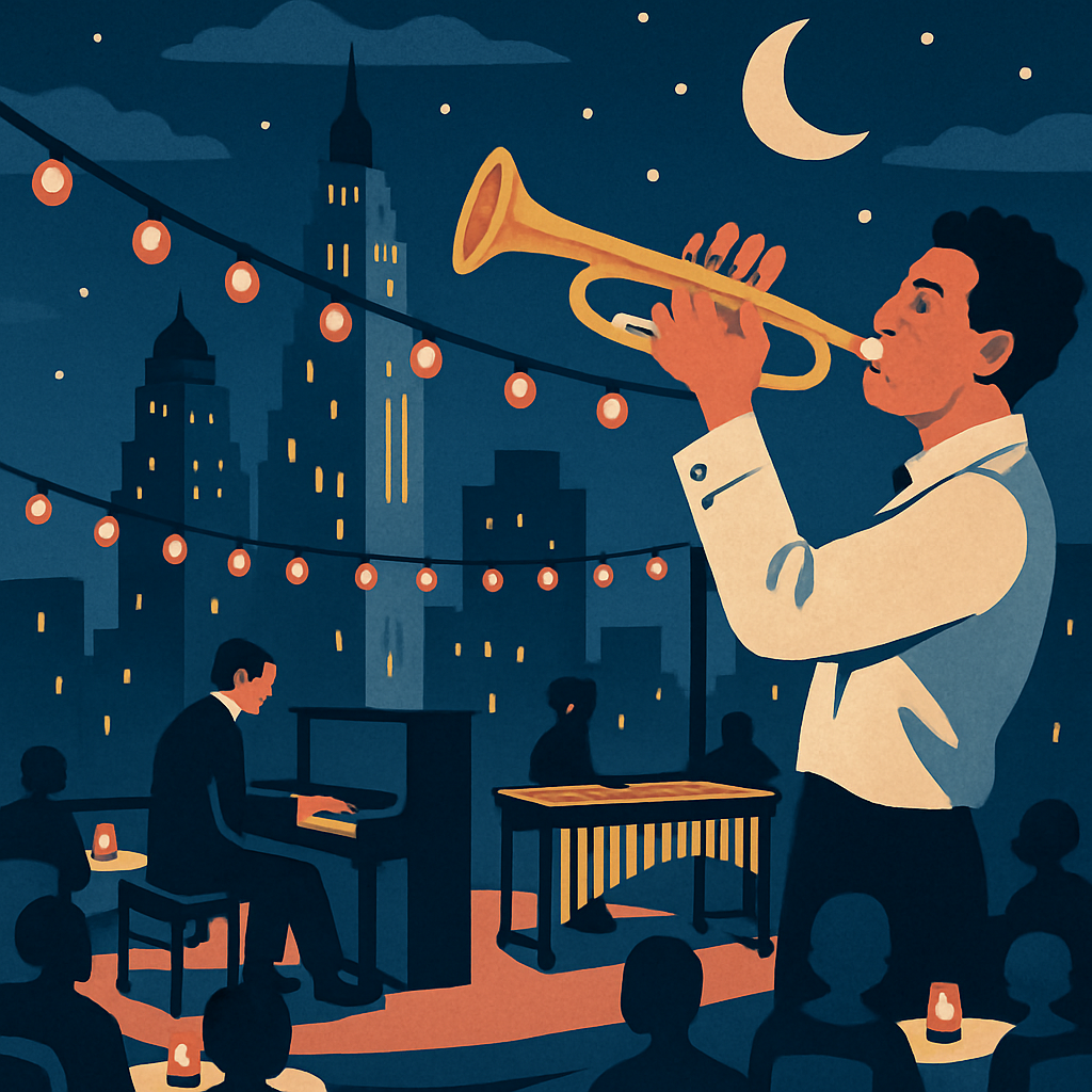 Skyline Improvisation In Jazz Club Rooftop Paint by numbers kits