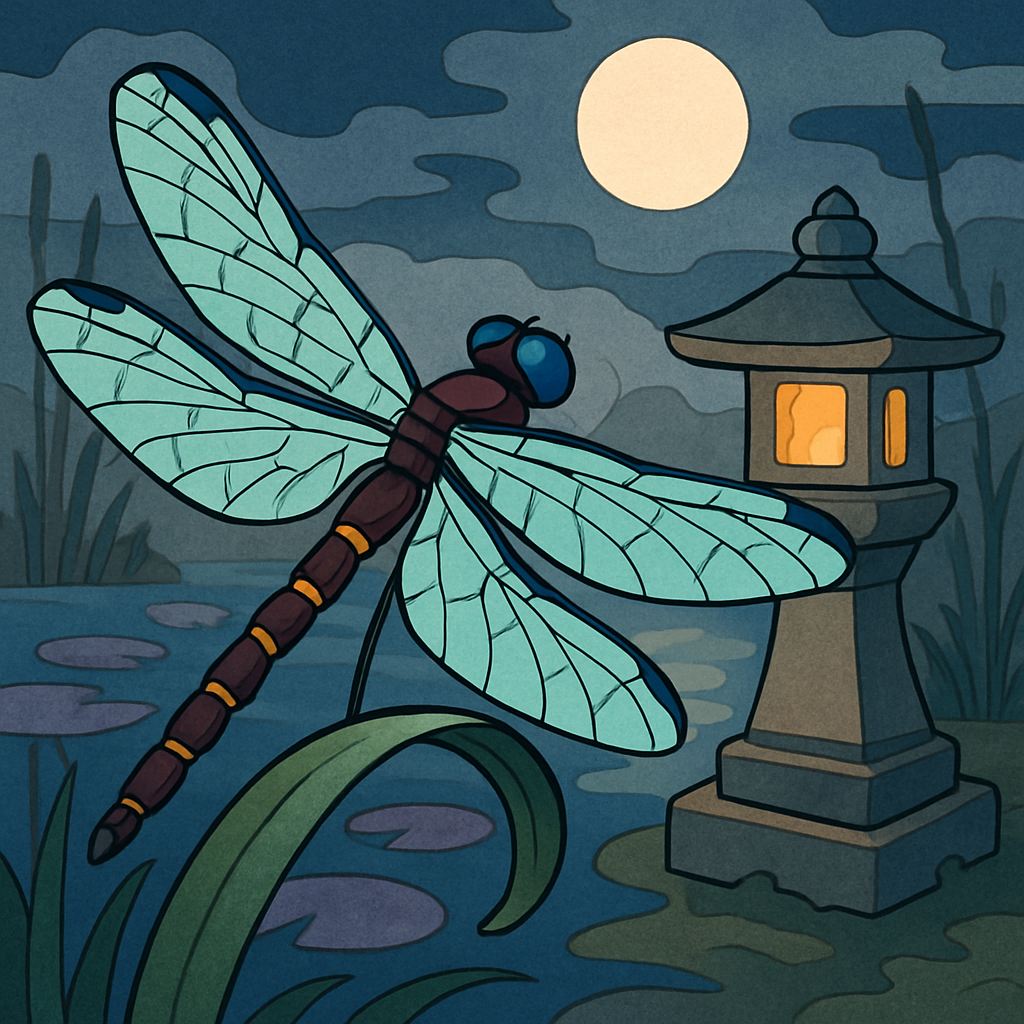Lanternlit Garden With A Dragonfly Sentinel Numbered painting kits