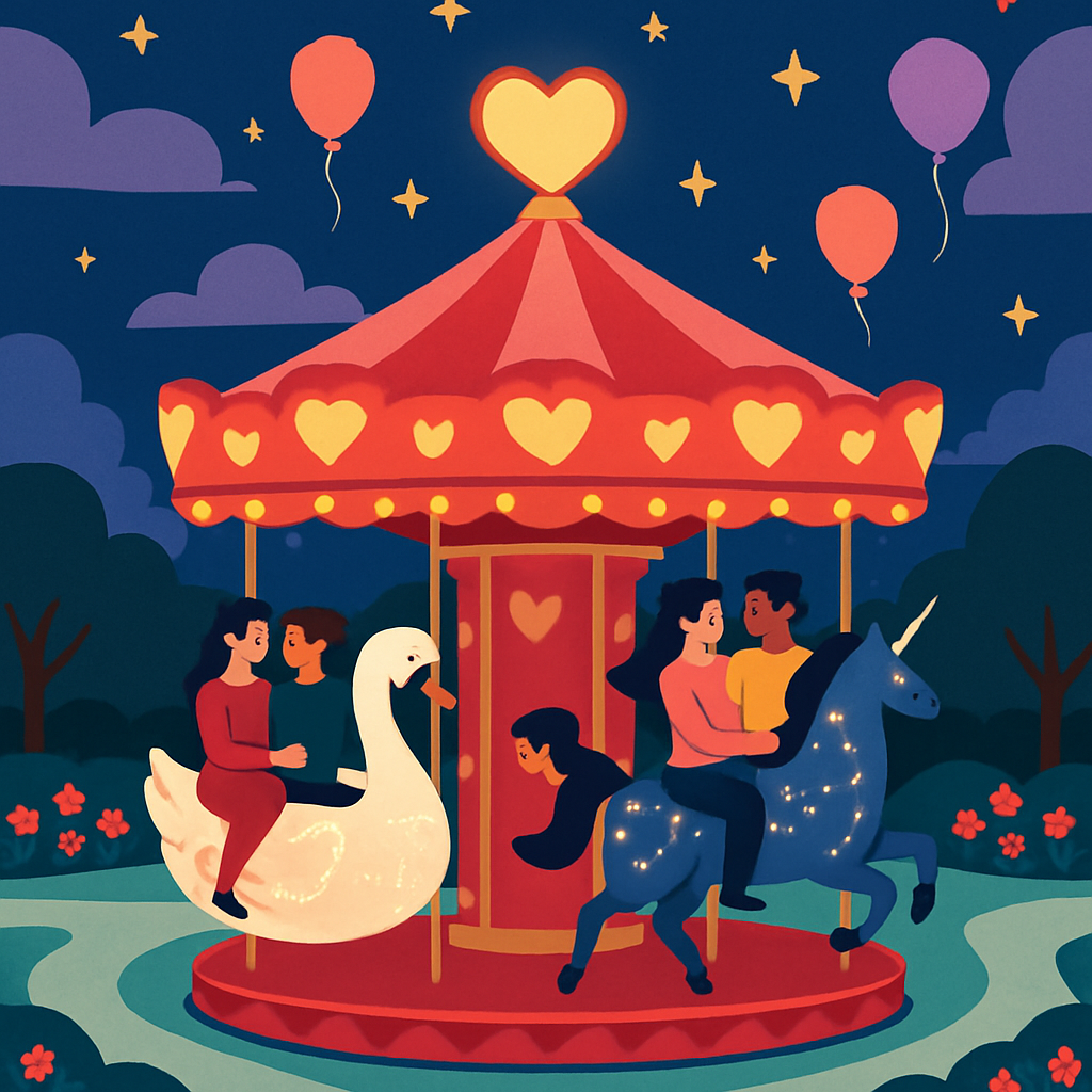 Carousel Of Starlight Hearts Valentines Day paint by numbers