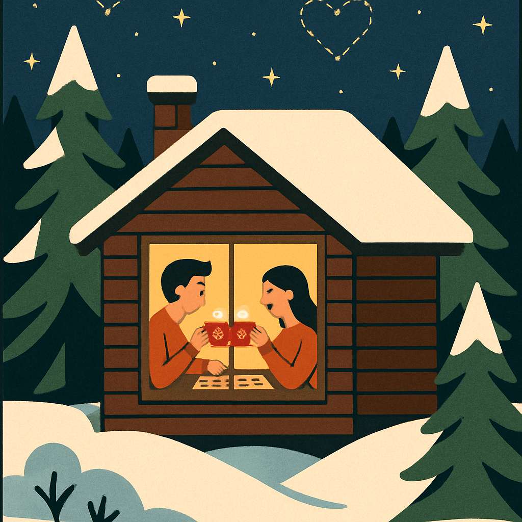 Forest Cabin Cocoa On Valentines Day painting number kit