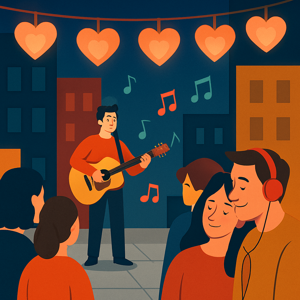 Street Music Serenade Valentines Day Evening Number painting
