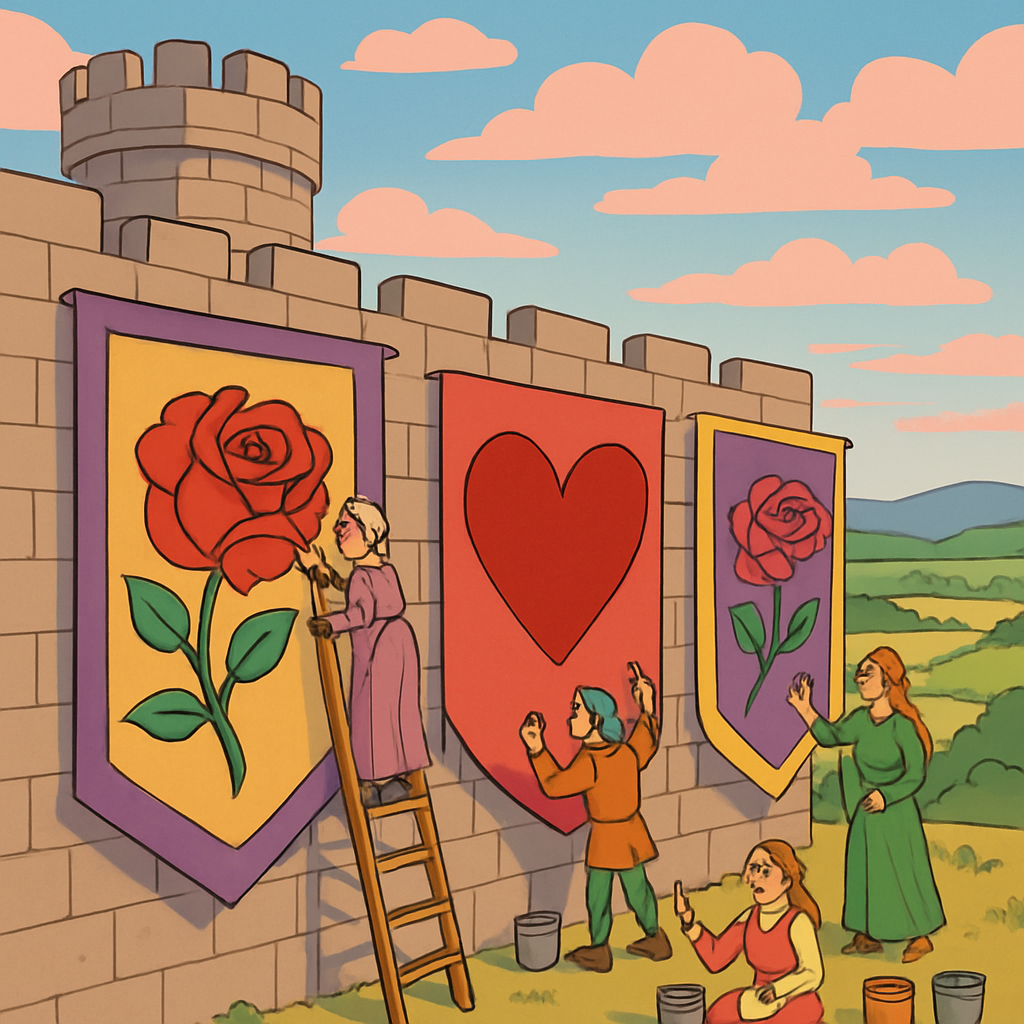 Castle Rampart Valentines Day Banner Painting Number painting