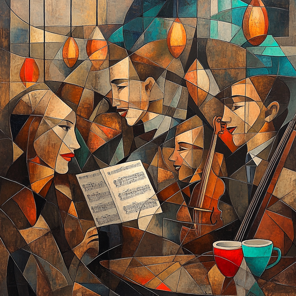 Pablo Picasso Inspired Cubist Jazz Cafe Friends Paint by numbers art