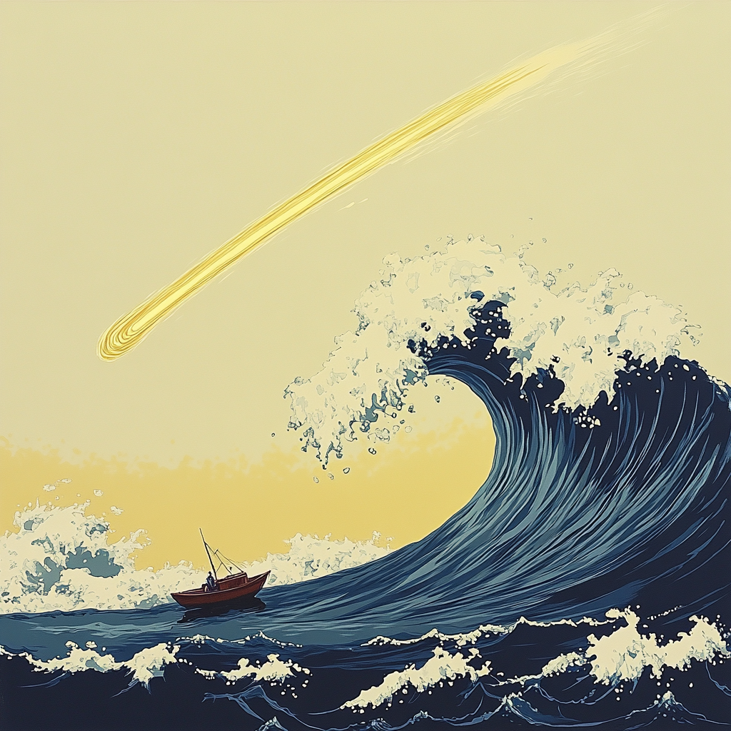 Hokusai Inspired Ocean Comet Wave Paint by numbers art