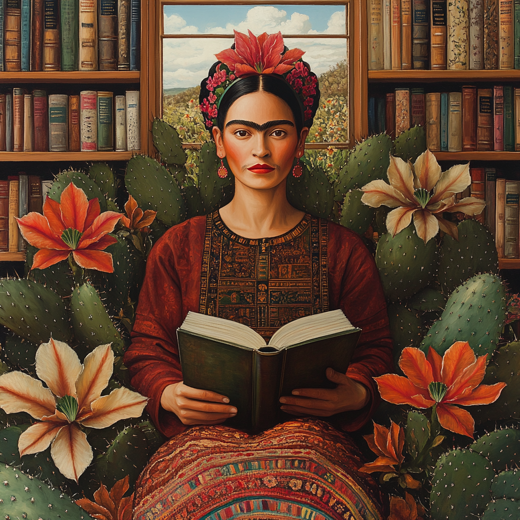 Frida Kahlo Inspired Botanical Library Portrait DIY paint by numbers