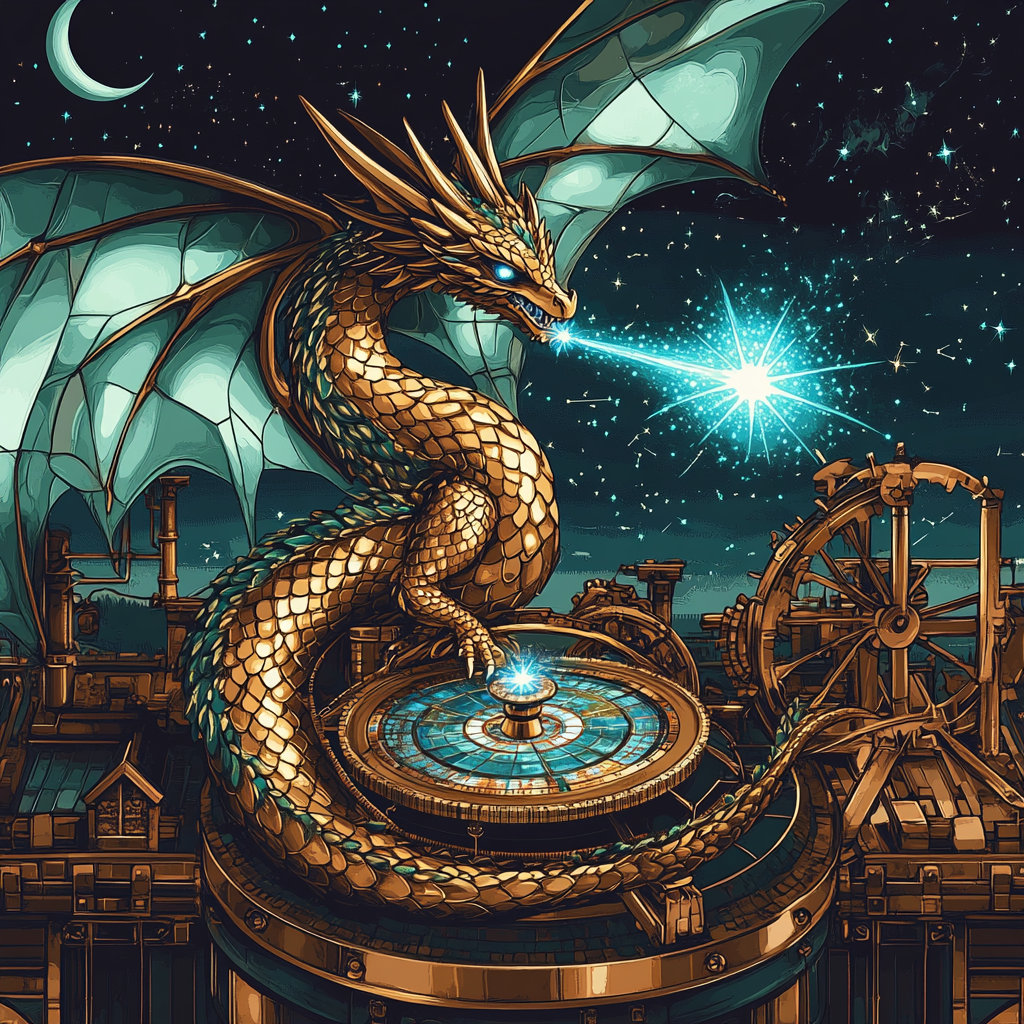 Clockwork Observatory Dragon paint by number