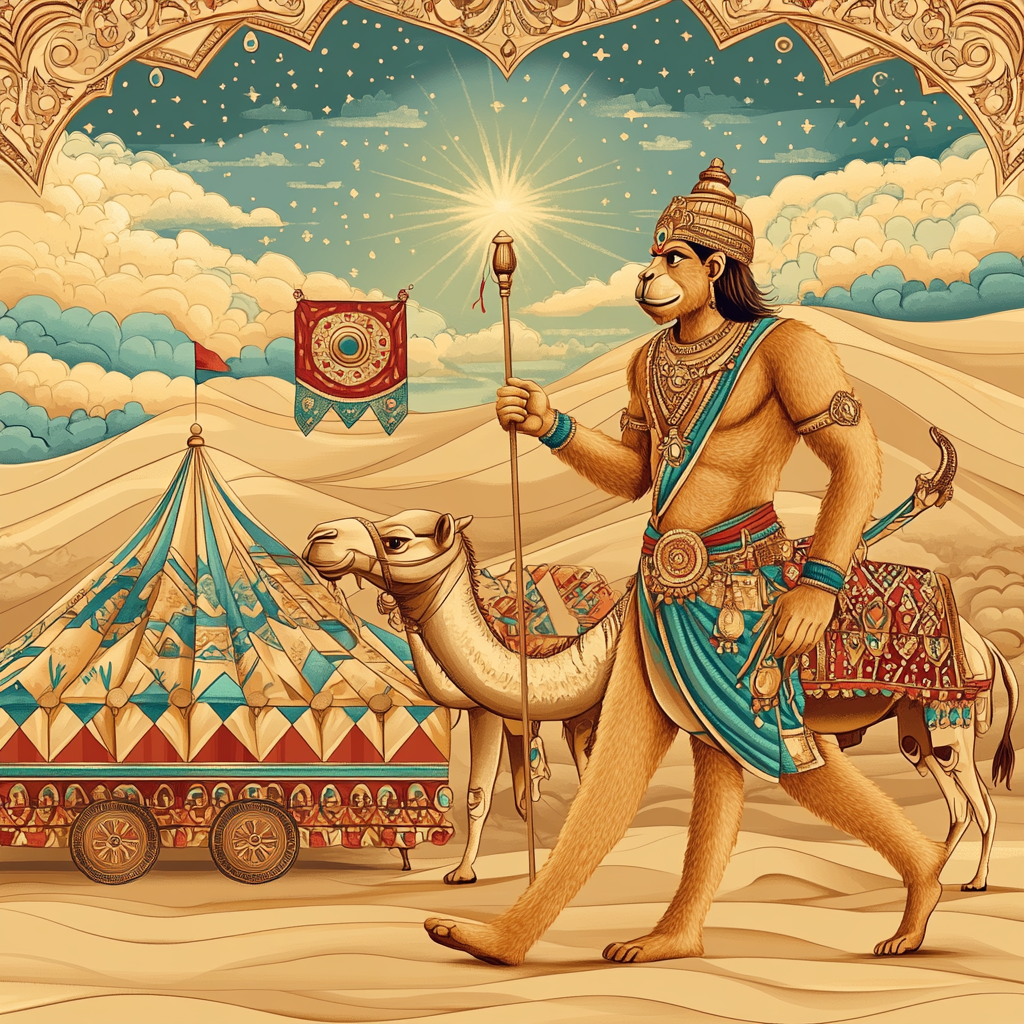 Desert Caravan Hanuman Pathfinder Number painting