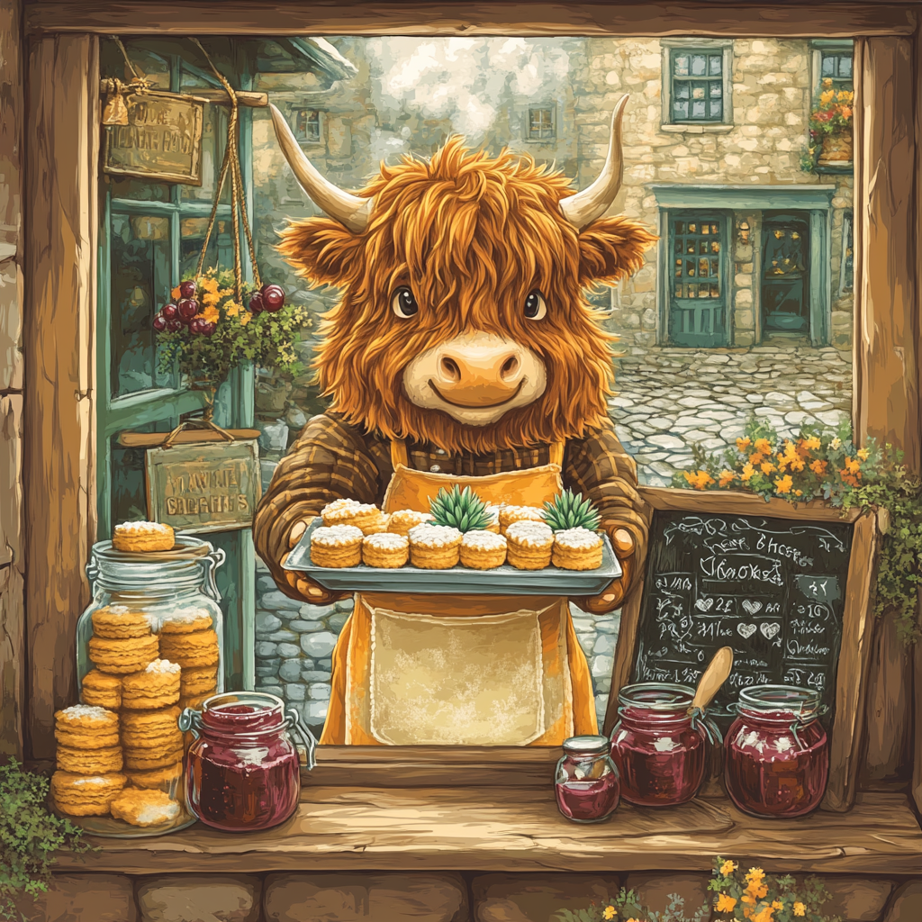 Highland Cow Bakery Window Display paint by numbers