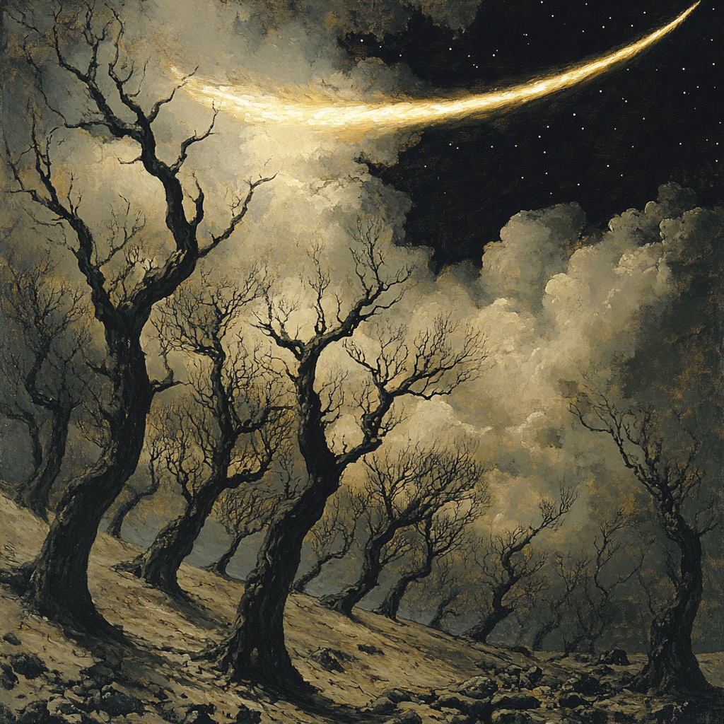 Francisco Goya Inspired Comet Lit Orchard Of Twisted Oaks paint by numbers
