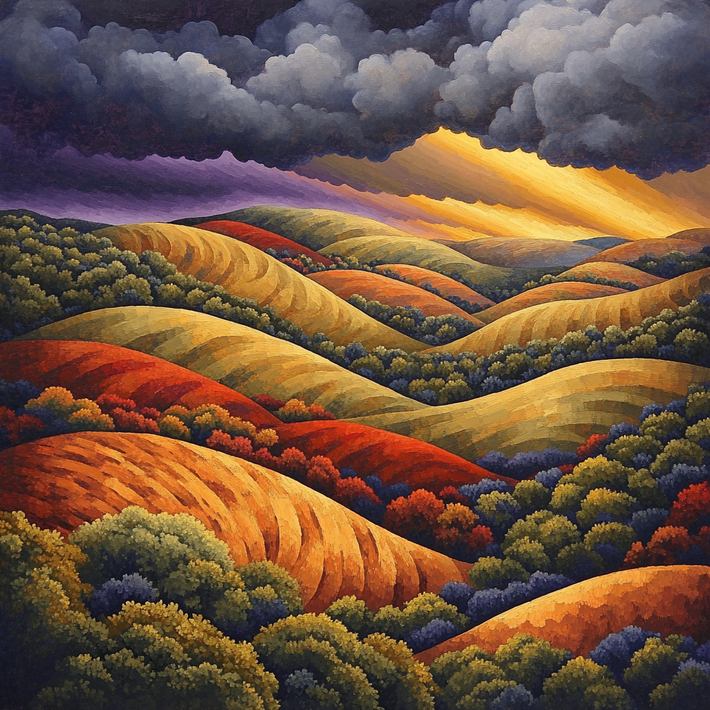 Frederick Varley Inspired Stormlight Breaking Over Burnt Ochre Hills paint by numbers