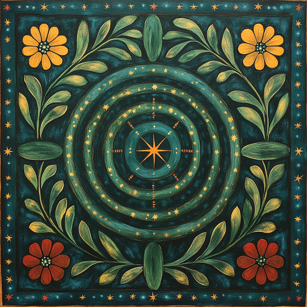 Frida Kahlo Inspired Ancestral Nebula Milpa Pattern Number painting