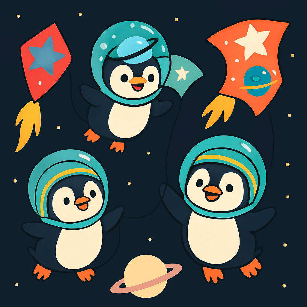 Comet Kite Festival For The Space Penguins Numbered painting kits