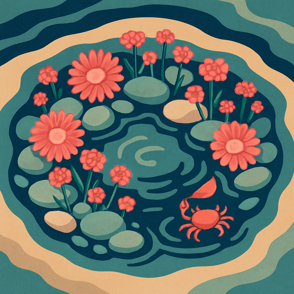 Tidepool Flowers In Coral Glass DIY paint by numbers