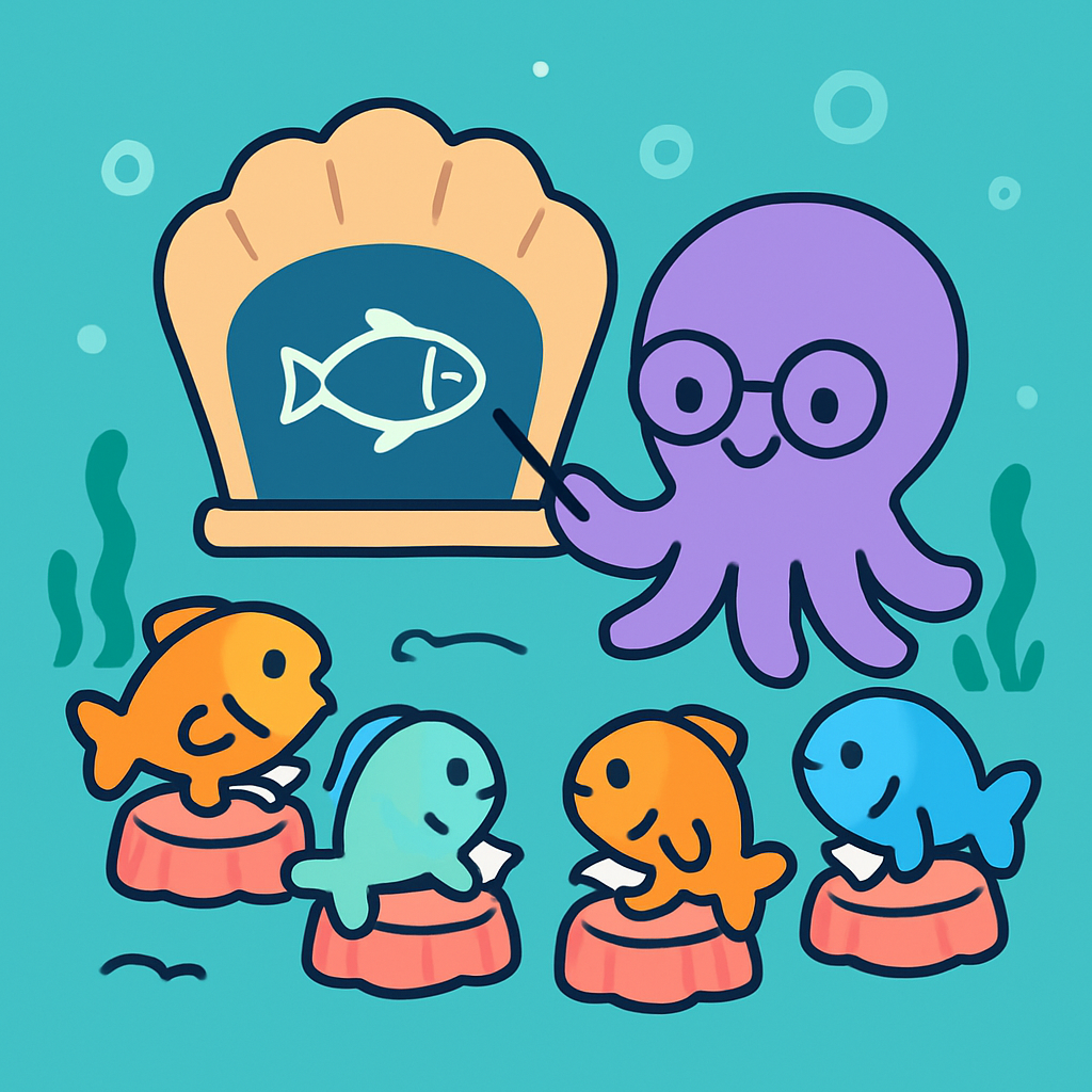 Coral Classroom With Professor Octopus Number painting