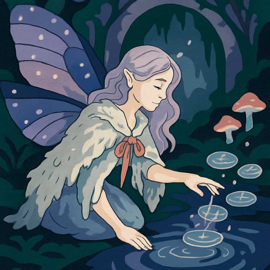 Mirror Pool Ritual With Fairy Light Number painting