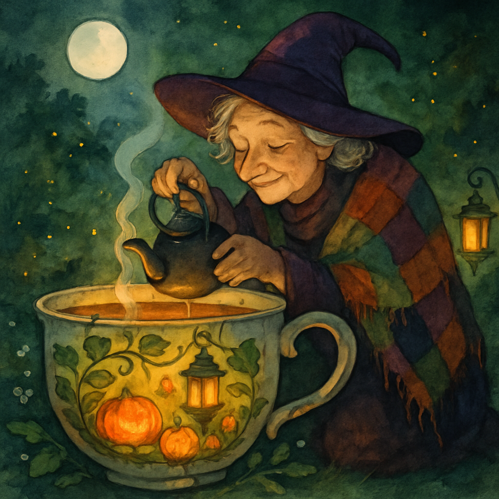 The Witchs Teacup Greenhouse At Midnight paint by color