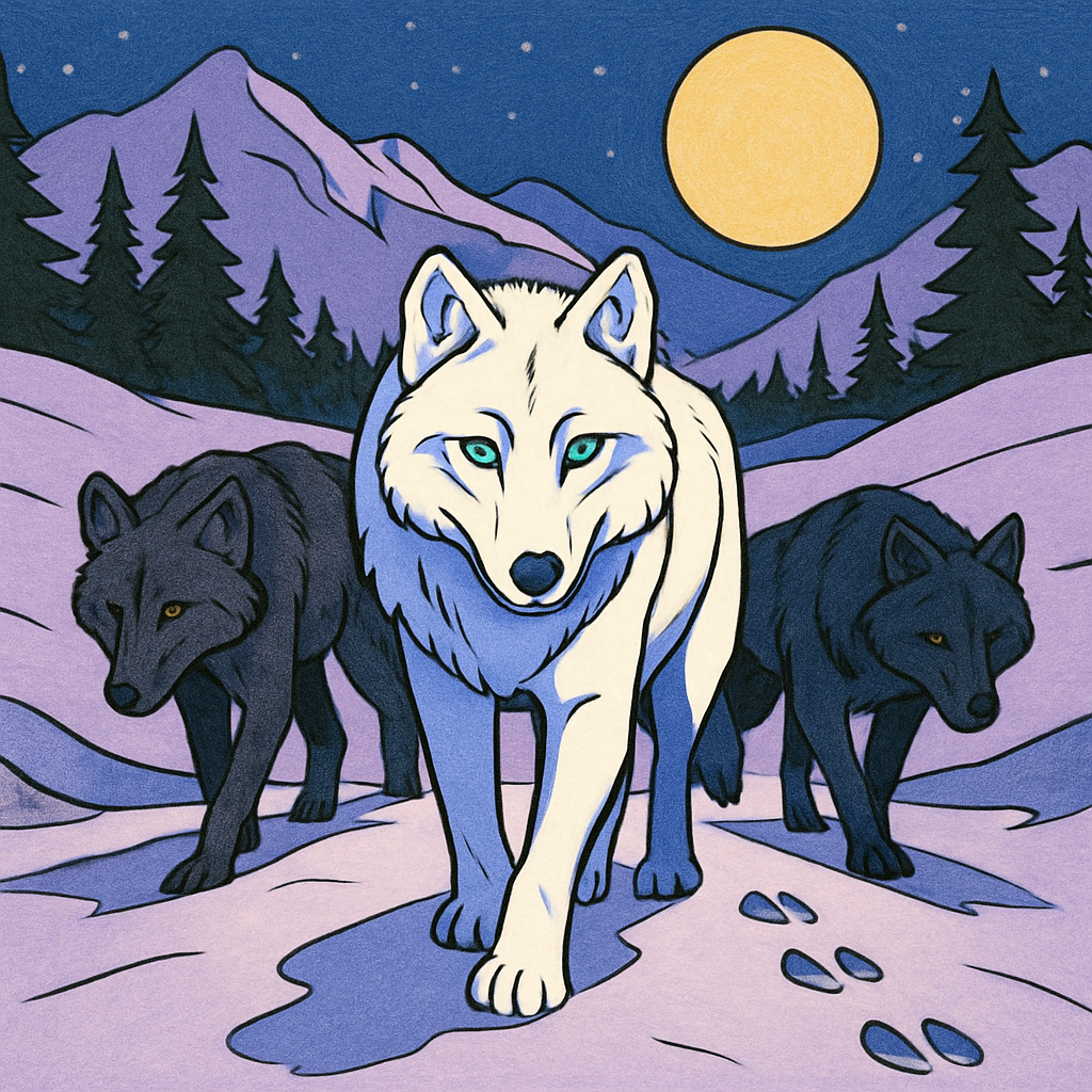 Moonlit Pass With Wolf Pack Dynamics paint by number