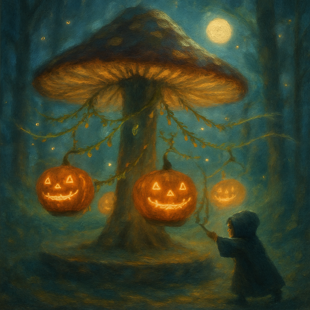 Moonlit Mushroom Carousel In The Enchanted Grove Paint by numbers kits