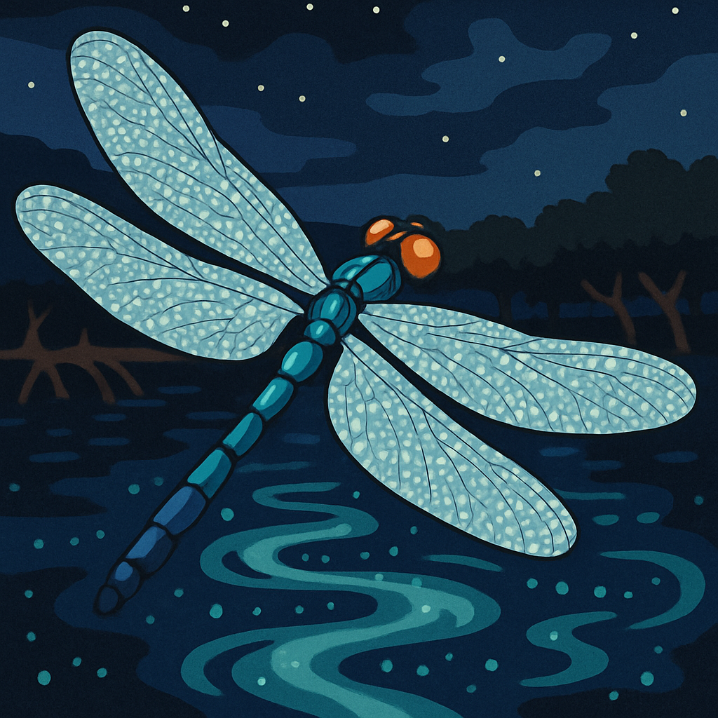 Dragonfly Over Mangrove Starlit Lagoon Painting by numbers kit
