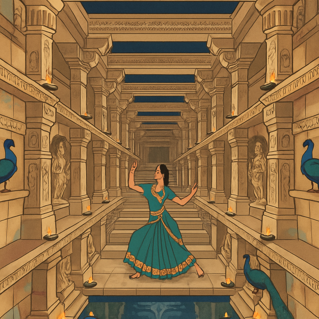 Stepwell Reflections In India Twilight paint by numbers