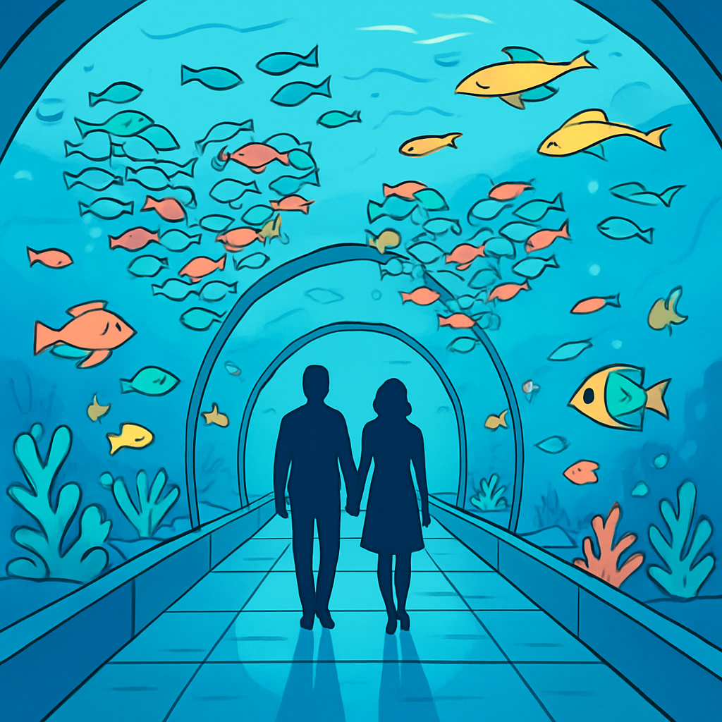 Valentines Day Aquarium Tunnel Glow Number painting
