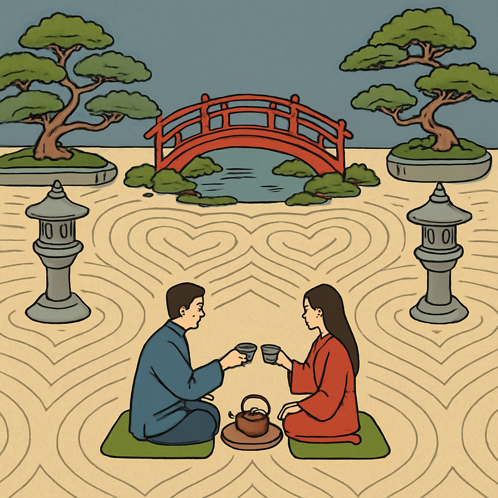 Valentines Day Zen Garden Courtyard DIY paint by numbers