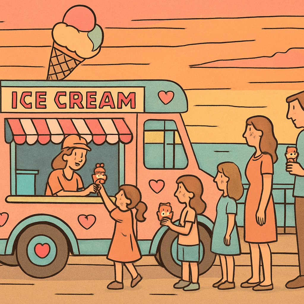Valentines Day Ice Cream Truck Sunset paint by number