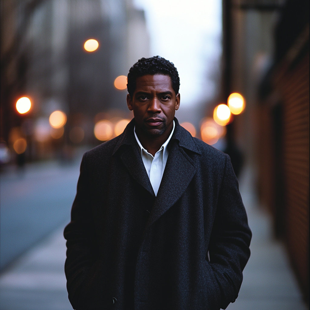 Denzel Washington: Steel Calm On A Night Street Of Stories paint by color