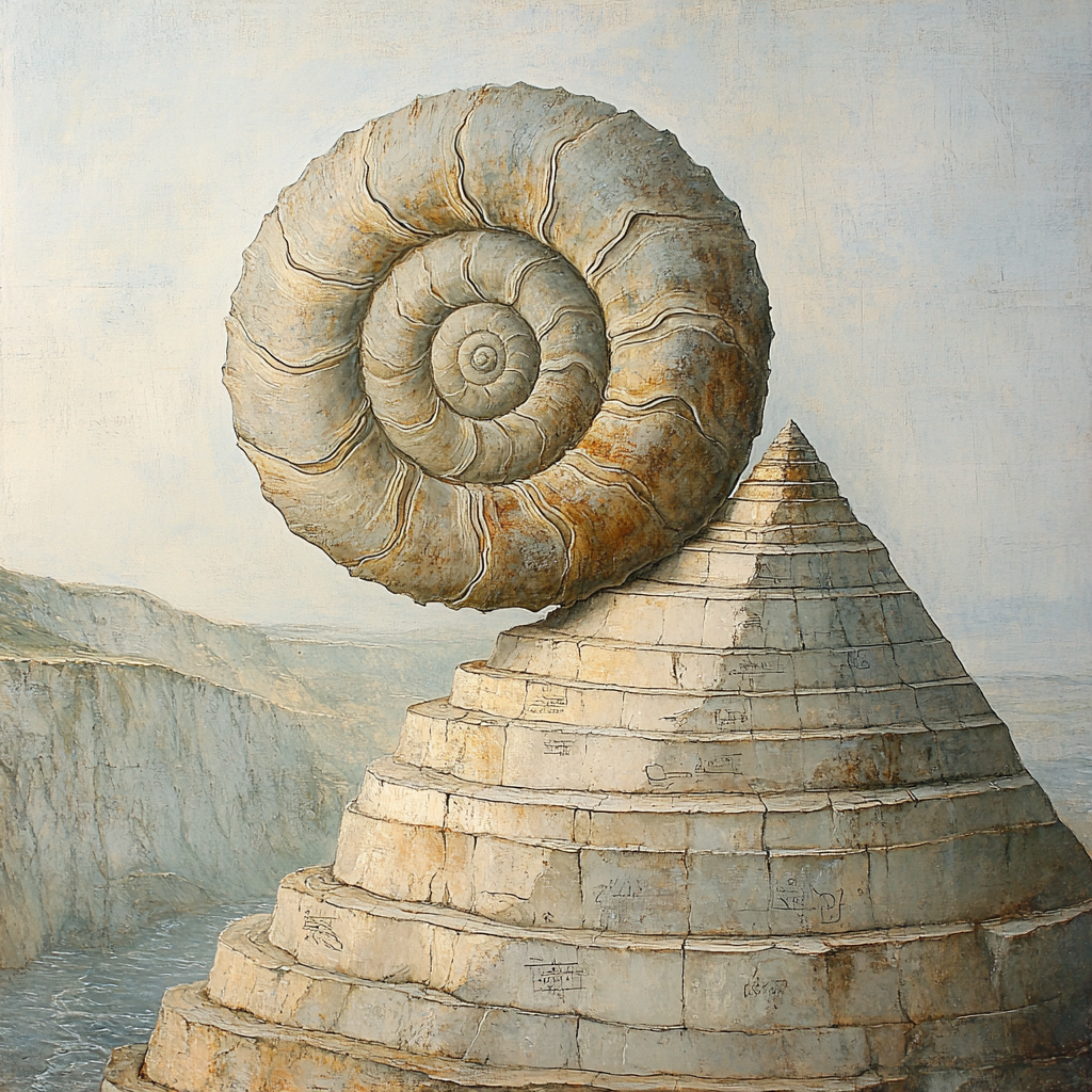 Leonardo Da Vinci Inspired Fossil Spiral And River Sediment paint by numbers