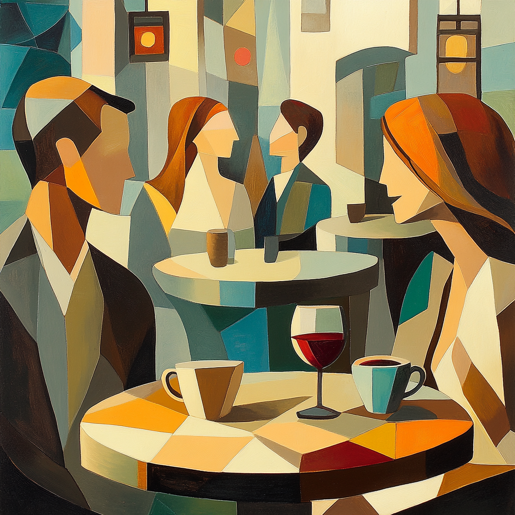 Picasso Inspired Abstract Cafe Friends Numbered painting kits