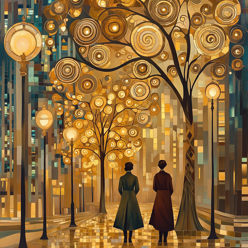 Gustav Klimt Inspired Golden Citylights Boulevard DIY paint by numbers